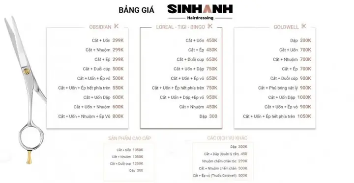 Bảng Giá Làm Tóc Sinh Anh: Ưu Đãi Hấp Dẫn & Dịch Vụ Chi Tiết Bảng Giá Làm Tóc Sinh Anh: Ưu Đãi Hấp Dẫn & Dịch Vụ Chi Tiết